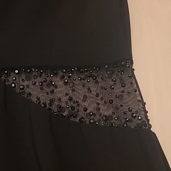 90s EUC Fiesta Fashionista Black Maxi Gown with Sheer/Beaded Details - Picture 4 of 13